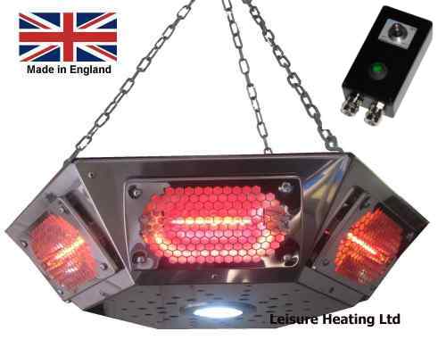 ALL NEW! 3000W Short-wave Infra-red Pendant Gazebo Heater with LED Light and Full Control